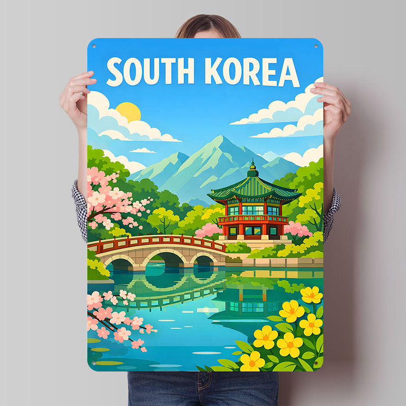 Desk Setup Vintage - South Korea Travel Poster Customized Vintage