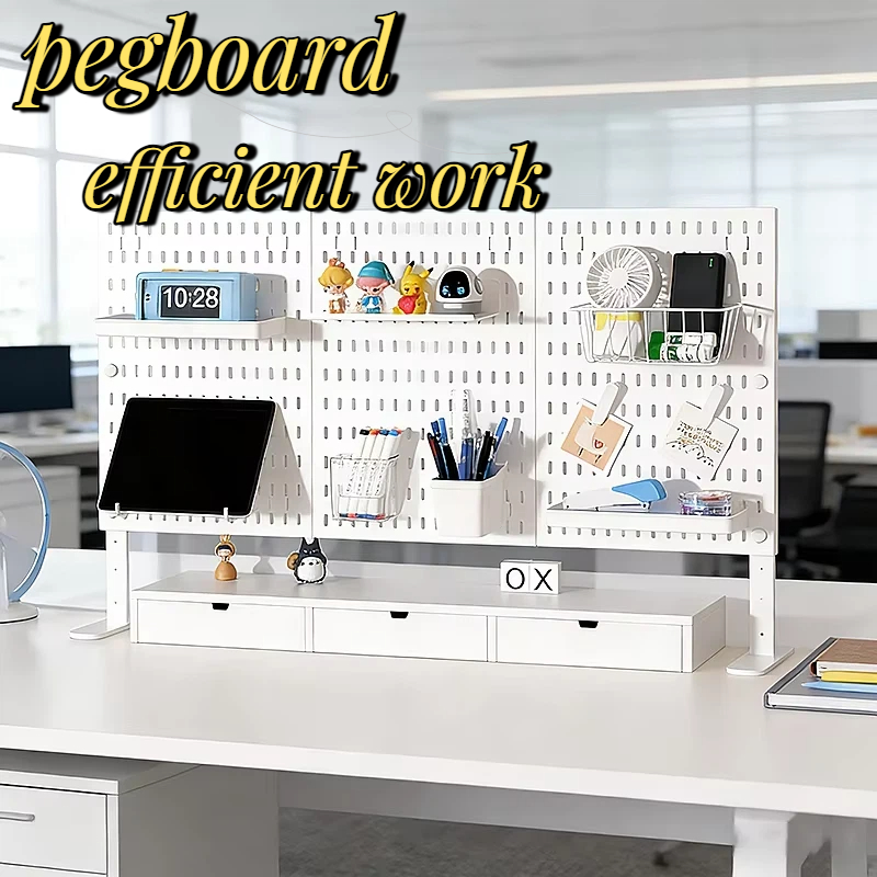 Desk Setup Organization - 30×30cm PP Desk Pegboard, Stand &