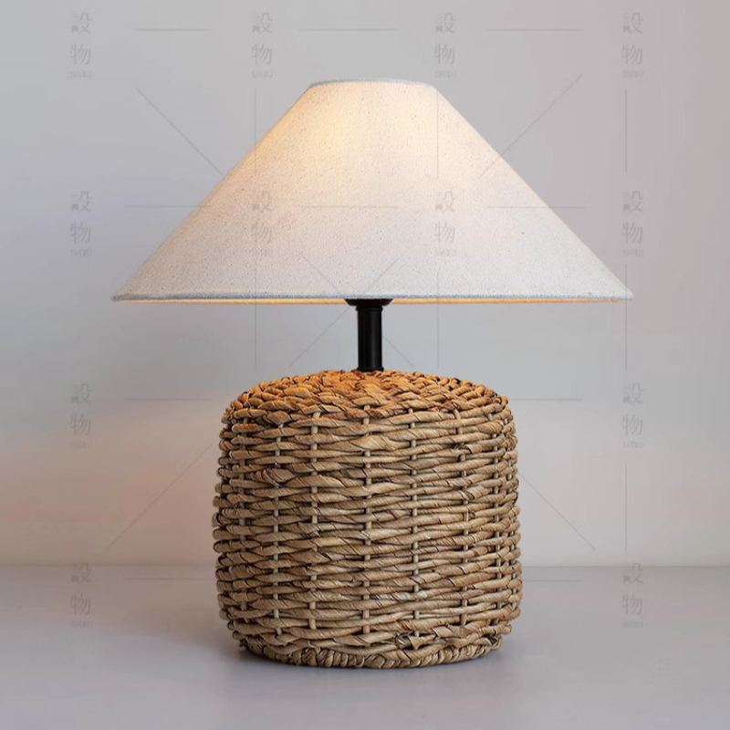 Desk Setup Vintage - Handmade Woven E27 Table Lamp Rattan
