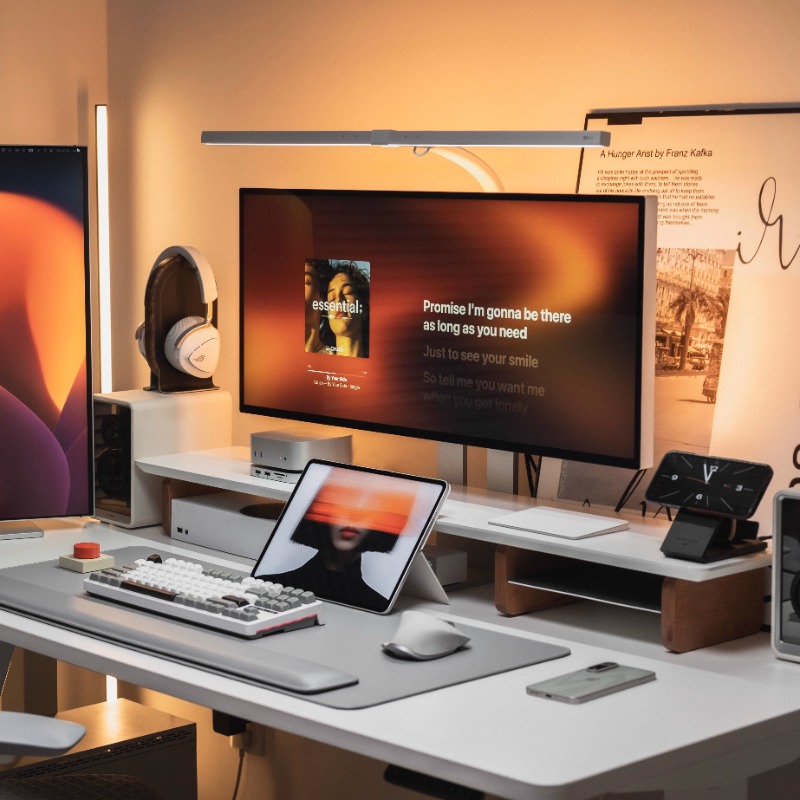 Desk Setup For Laptop And Monitor - Modern Monitor Riser Stand Ergonomic Desk