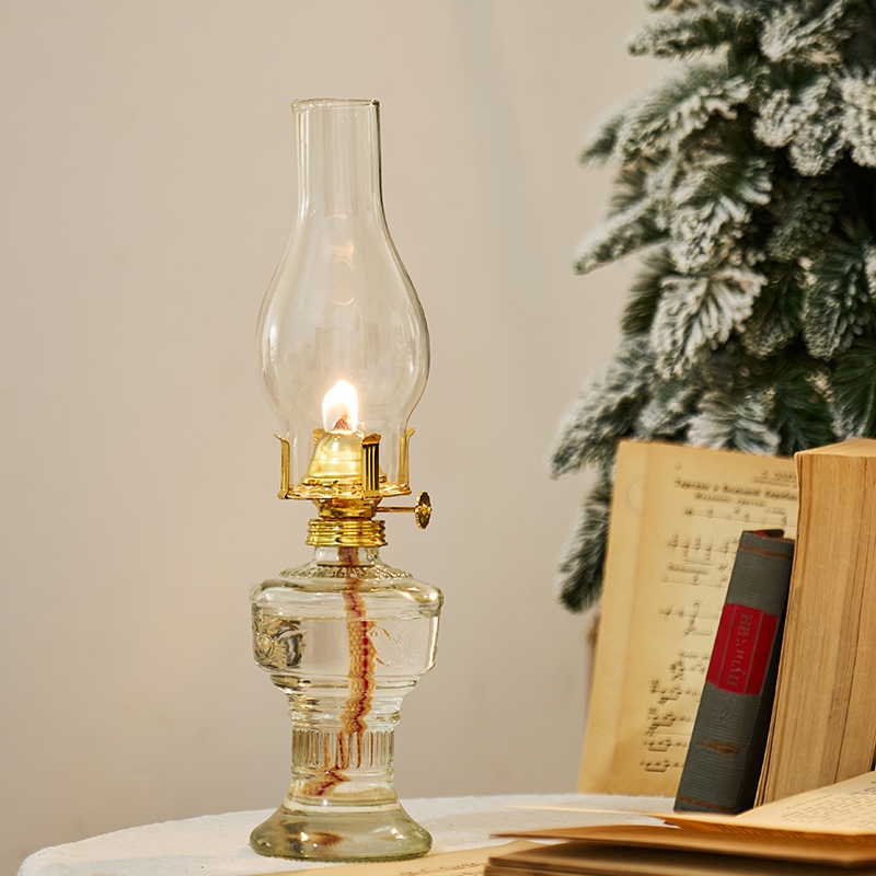 Desk Setup Vintage - MEMEOKON L555 glass lampshade kerosene lamp