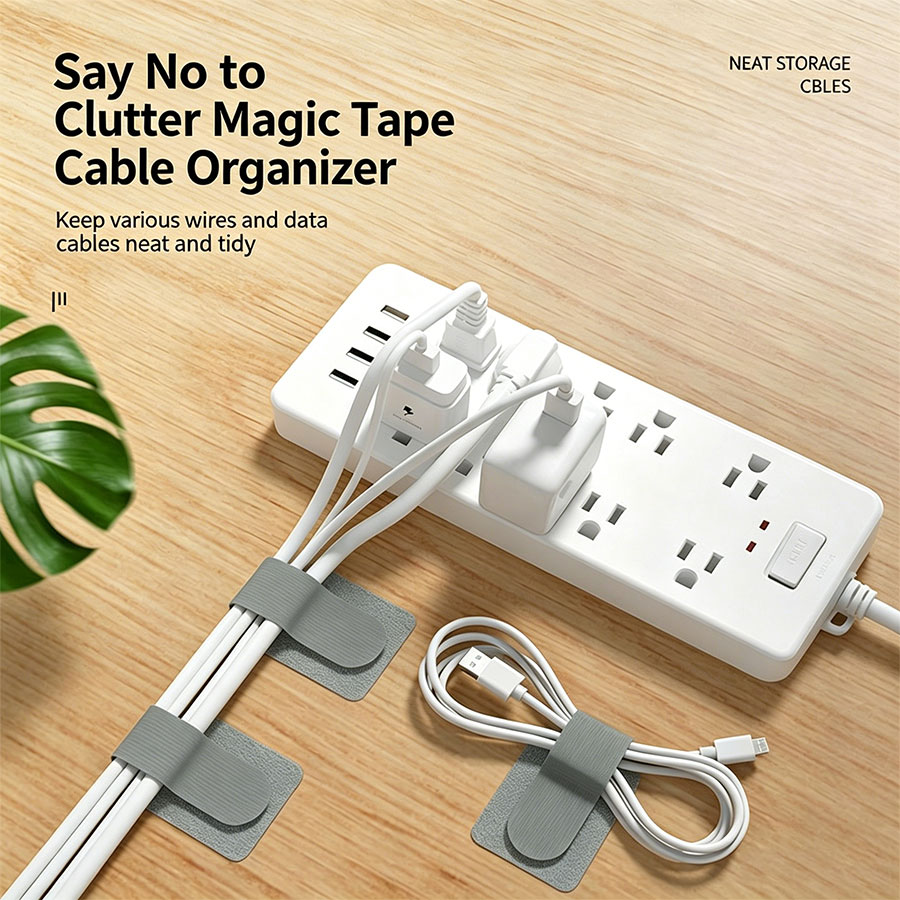 Cable Velcro Strap - 10pcs， Velcro cable organizer, adhesive desktop