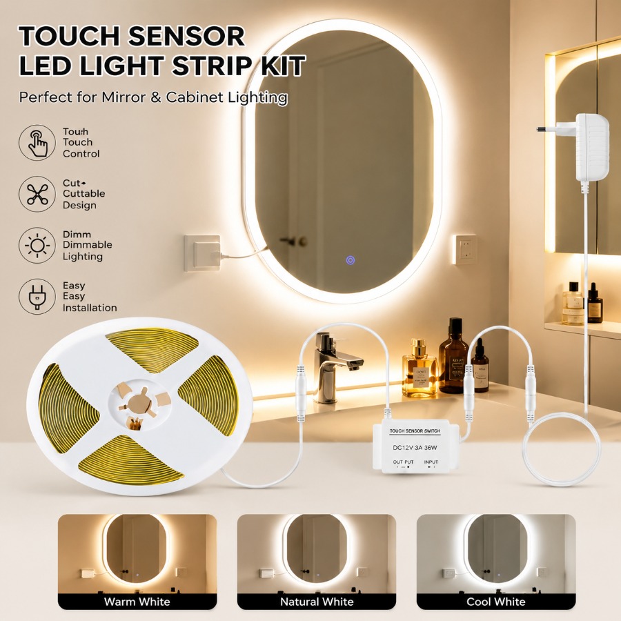 Desk Setup Green - 1 Set Dimmable Touch Control Bathroom
