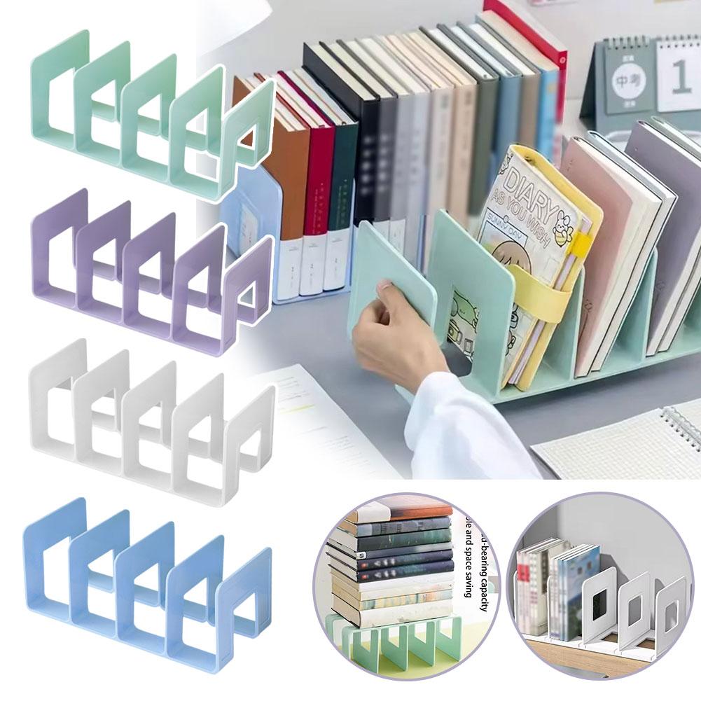 Desk Setup Organization - Book stand 4 Vertical Compartments Plastic