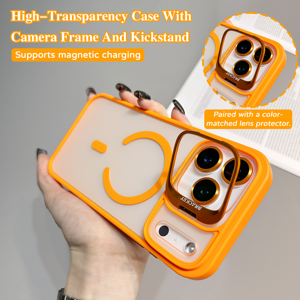 Desk Setup Apple - Lens Kickstand Magnetic Phone Case for