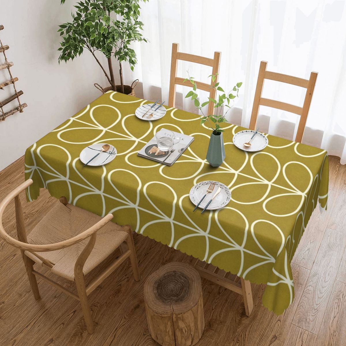 Desk Setup Wallpaper - Orla Kiely Multistem Rectangular Tablecloth Waterproof