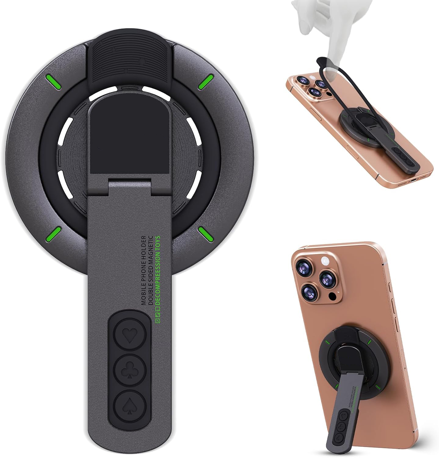 Desk Setup Apple - MultiFunction Finger Ring Bracket Double-Sided Magnetic