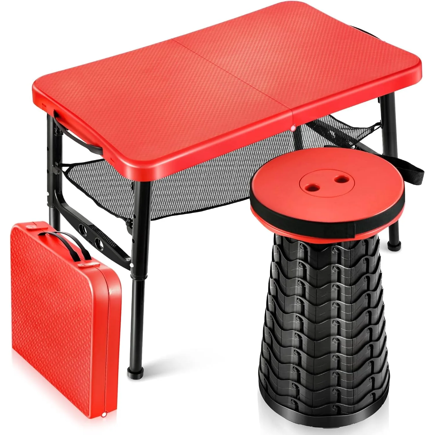 Desk Setup For Laptop - Retractable Folding Table & Stool Set