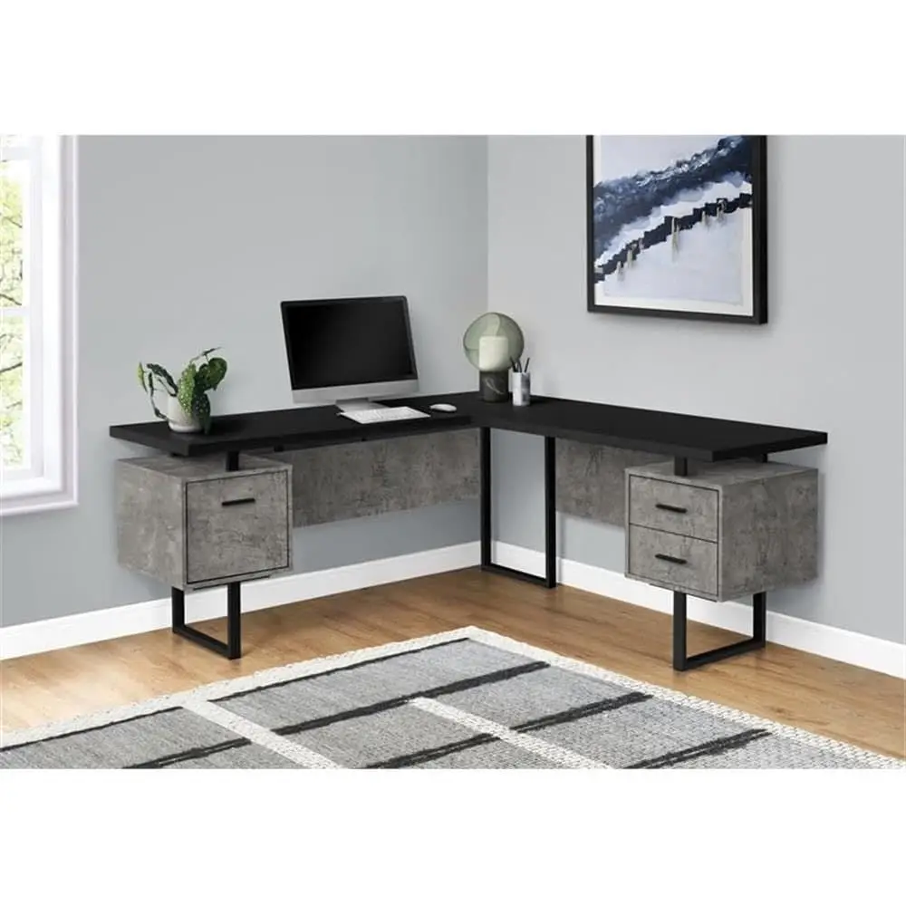 L-Shaped 70 Computer Desk with - Desk Setup Grey 评论和价格