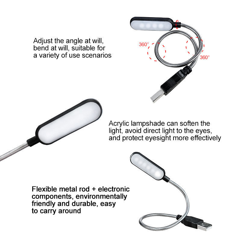 Mini 4 LED Book Lamp Portable  - Desk Setup For Laptop 评论和价格