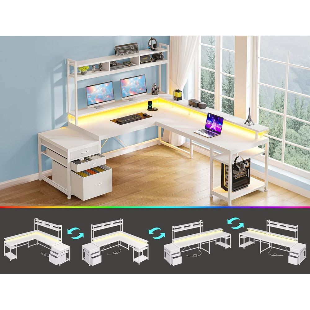 104-inch L-Shaped Desk for Dua - Desk Setup No Monitor 评论和价格