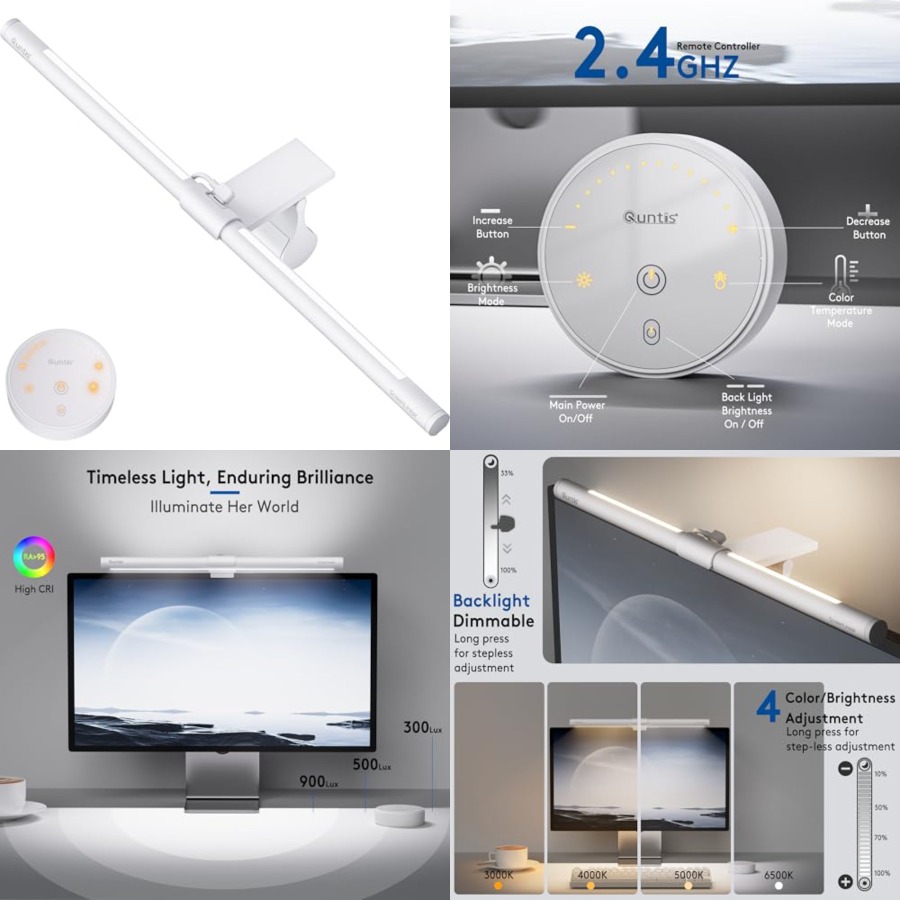 Monitor Light Bar with Remote, - Desk Setup No Monitor 评论和价格