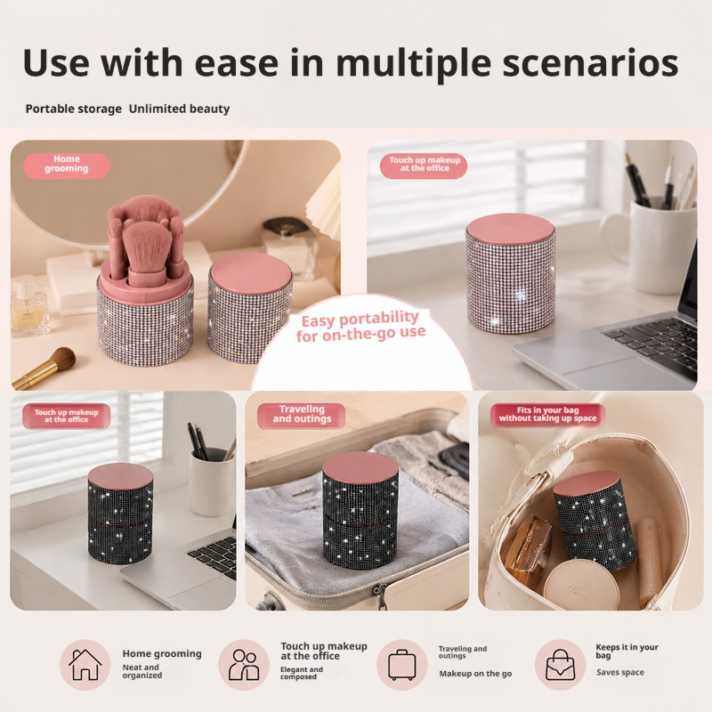 Women Shiny Rhinestone Cosmeti - Desk Setup Organization 评论和价格