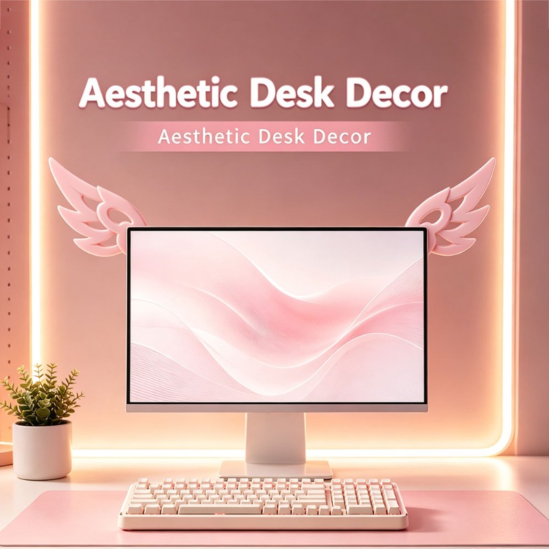 Kawaii 3D Wing Decor for Compu - Desk Setup No Monitor 评论和价格
