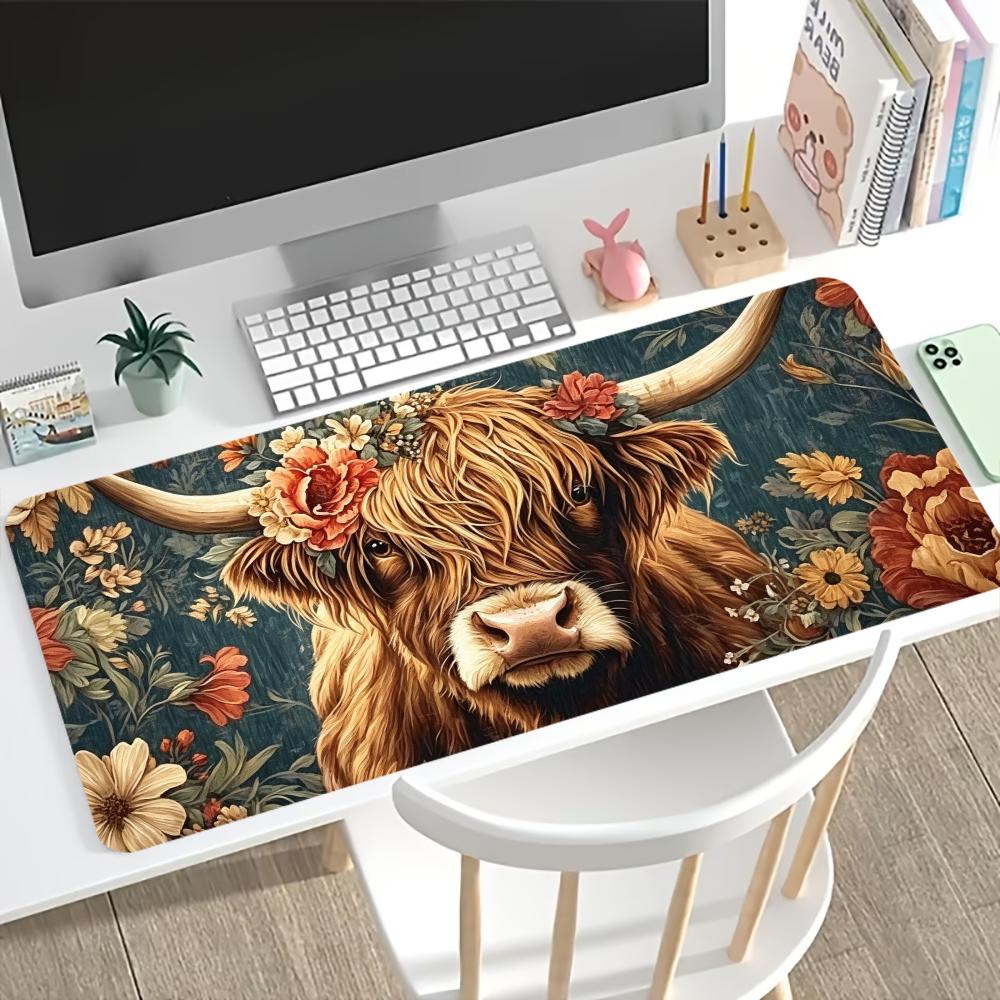 Vintage Highland Cow Floral Ga - Desk Setup Vintage 评论和价格