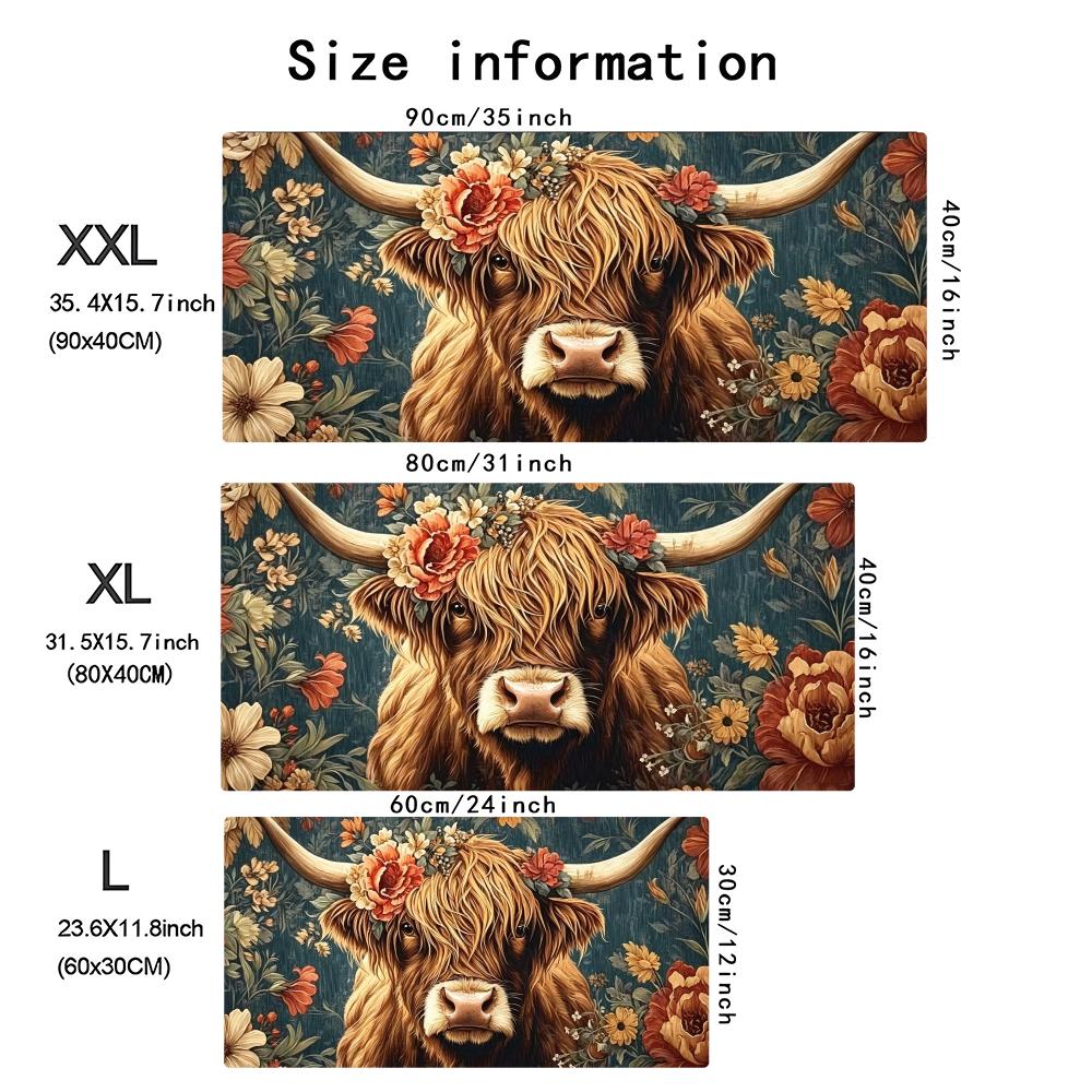 Vintage Highland Cow Floral Ga - Desk Setup Vintage 评论和价格