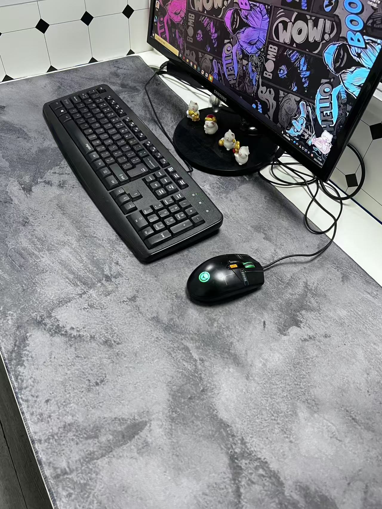 Grey Marble Big Mousepepad Mou - Desk Setup Grey 评论和价格