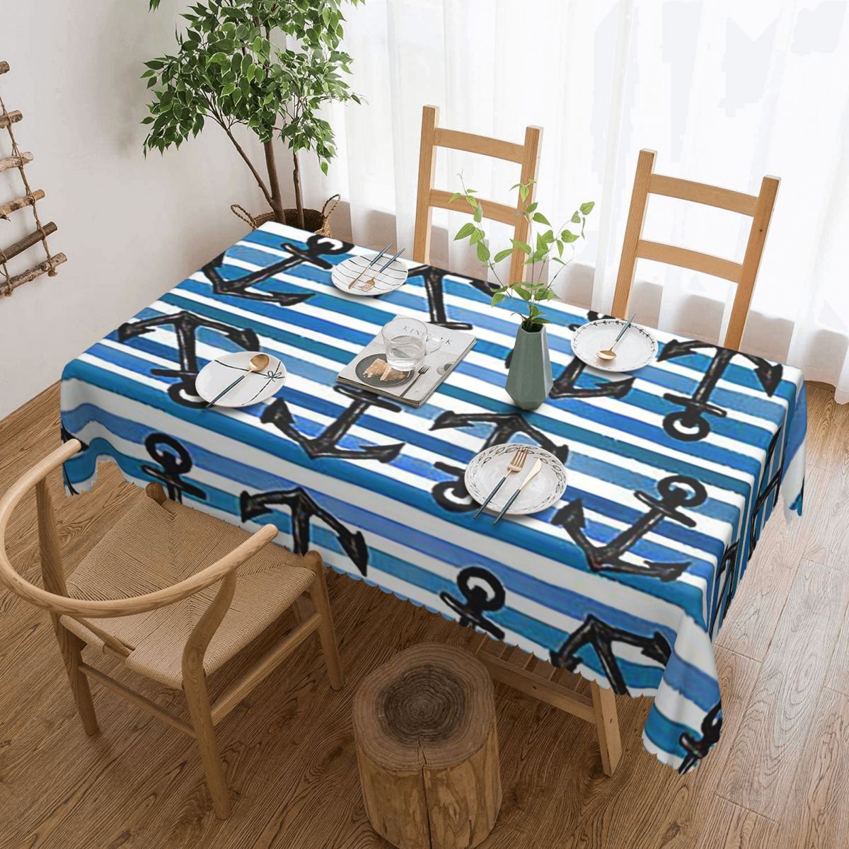 Nautical Blue Anchors Rectangu - Desk Setup Wallpaper 评论和价格