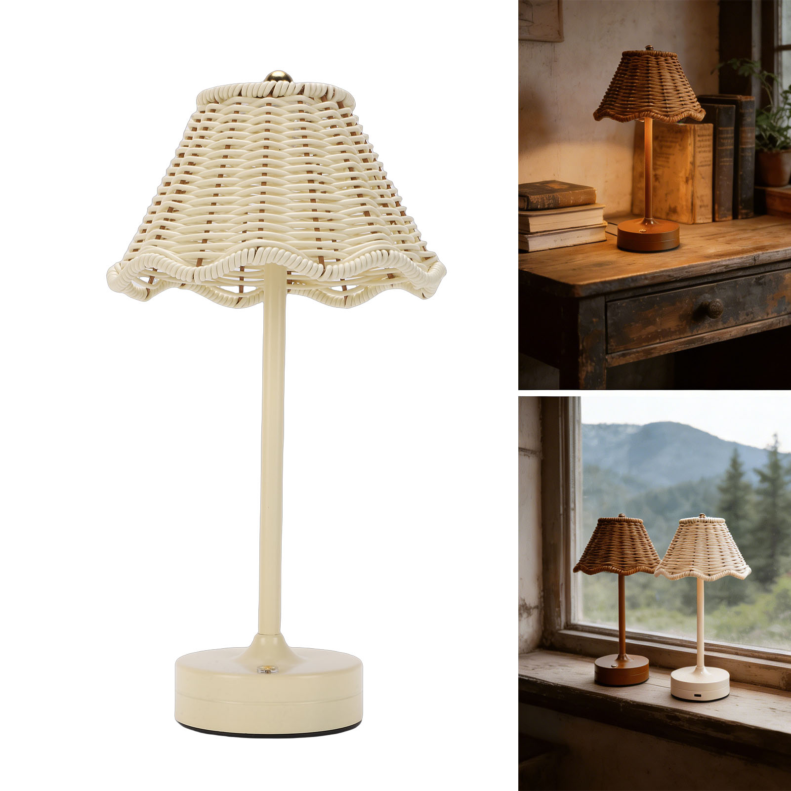 LED Vintage Rattan Table Lamp  - Desk Setup Vintage 评论和价格