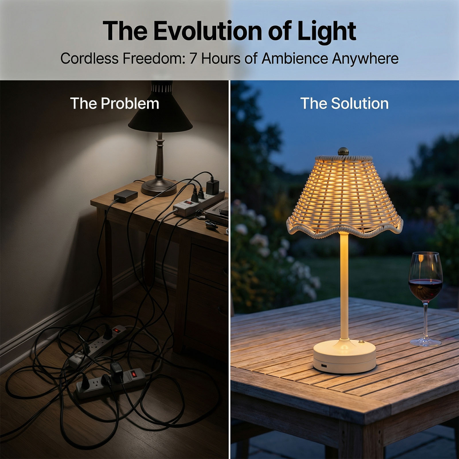 LED Vintage Rattan Table Lamp  - Desk Setup Vintage 评论和价格