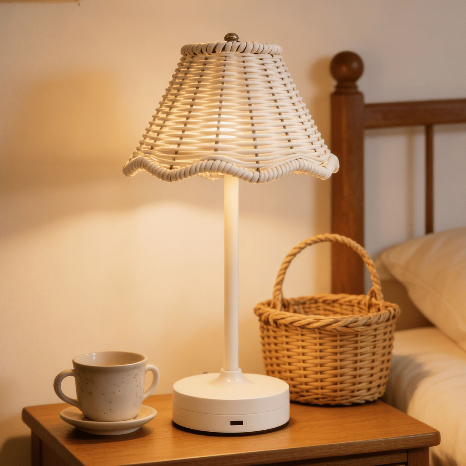 LED Vintage Rattan Table Lamp  - Desk Setup Vintage 评论和价格