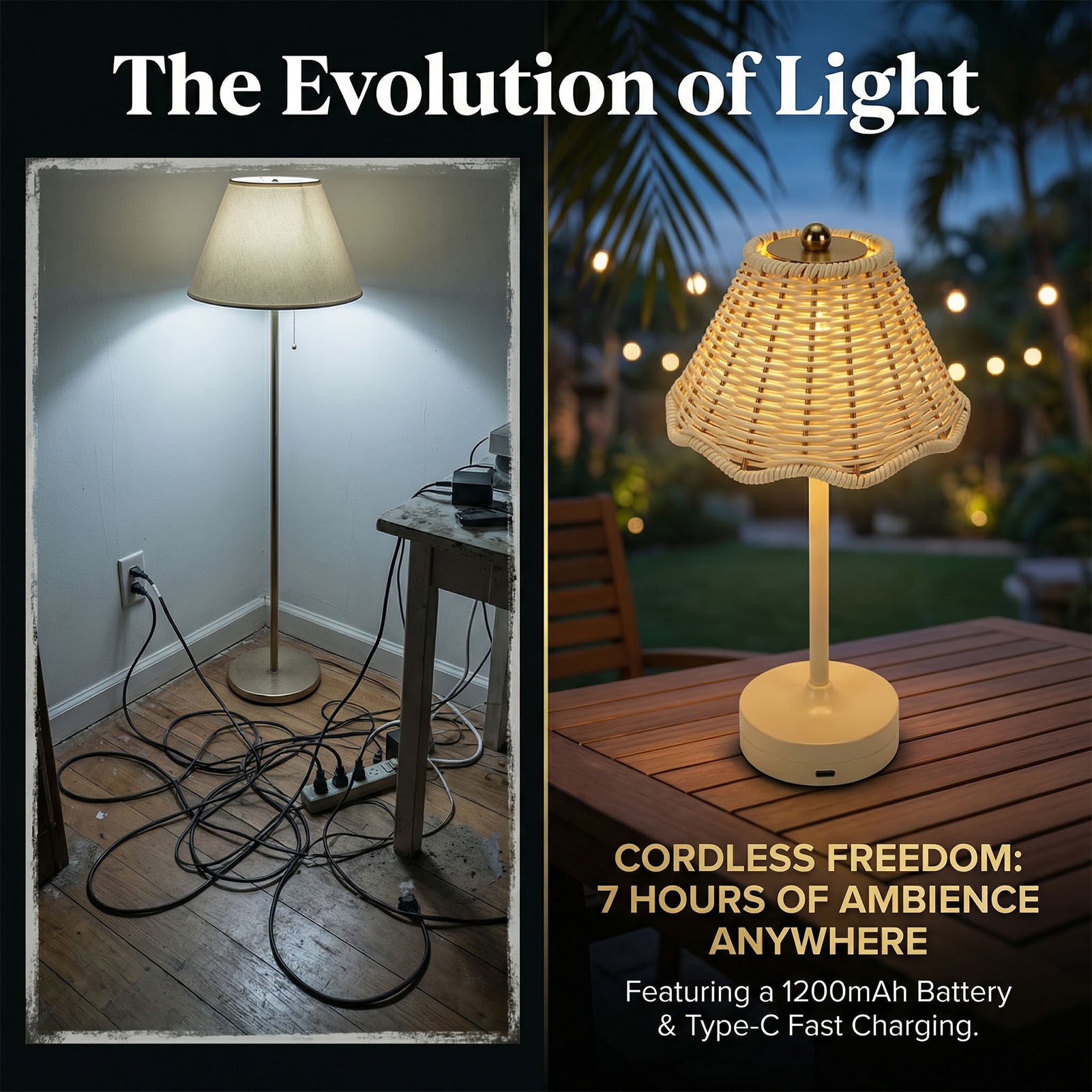 LED Vintage Rattan Table Lamp  - Desk Setup Vintage 评论和价格