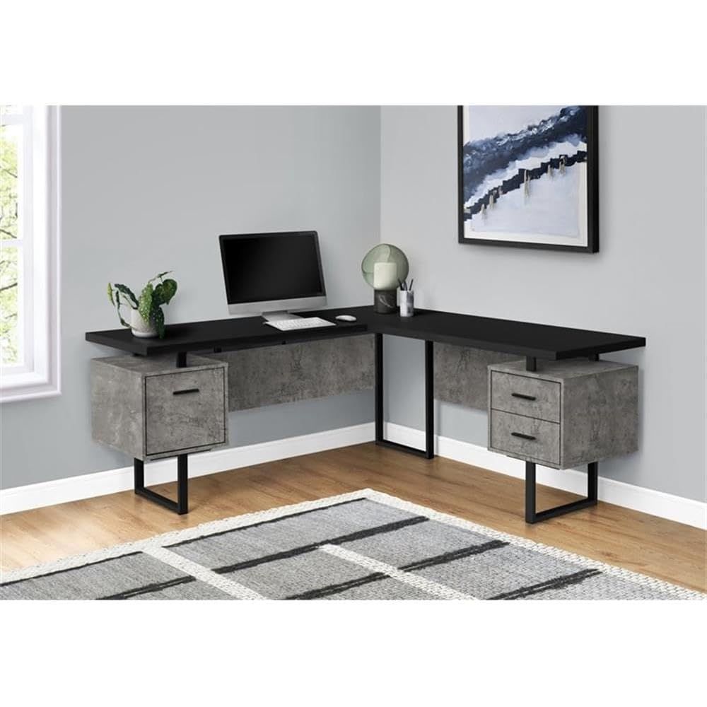 L-Shaped 70 Computer Desk with - Desk Setup Grey 评论和价格
