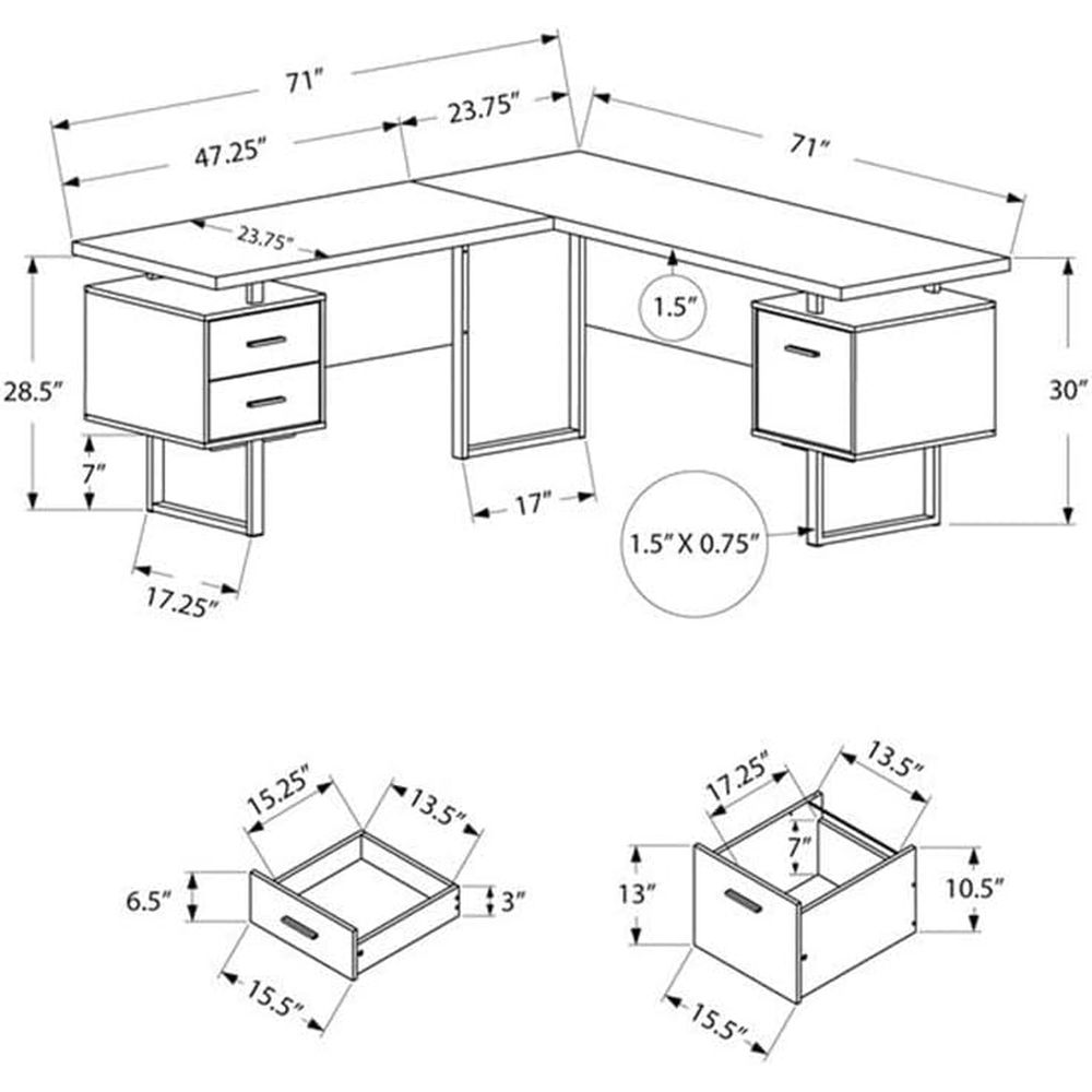 L-Shaped 70 Computer Desk with - Desk Setup Grey 评论和价格