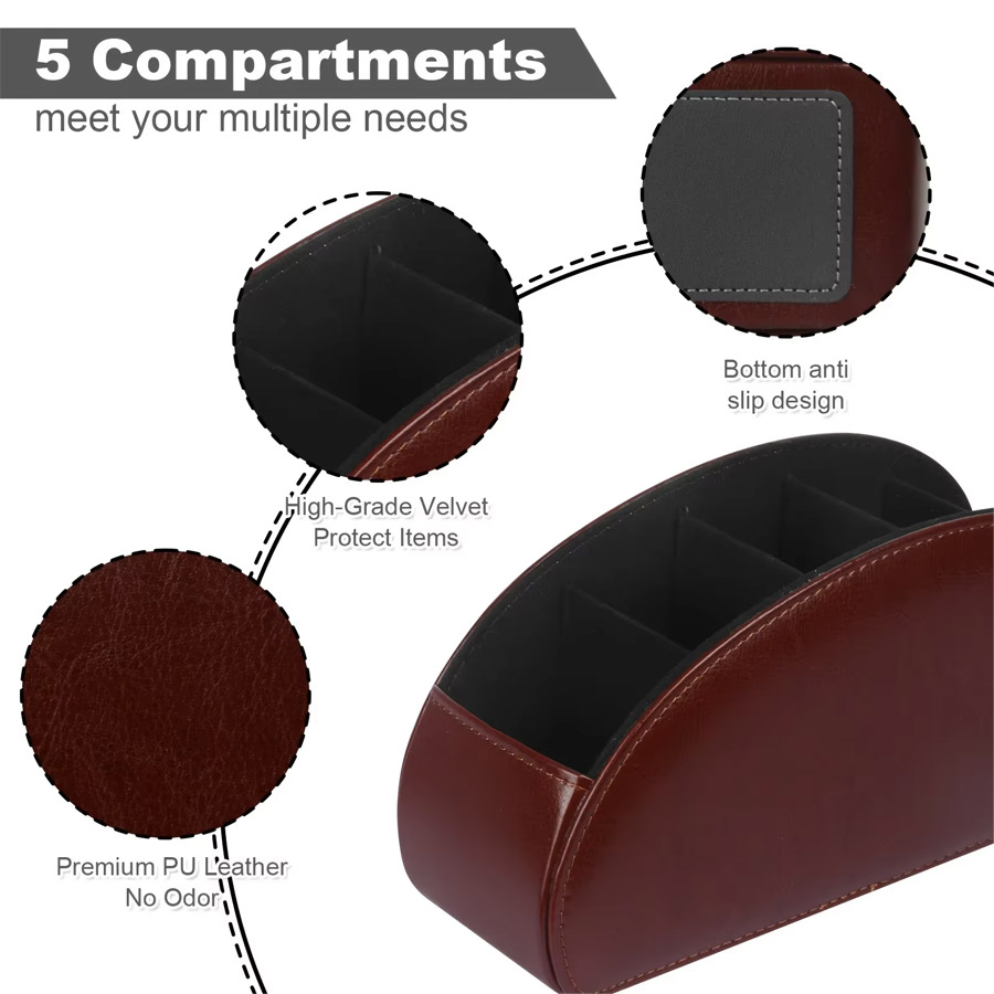 1Pc 5 Grid PU Leather Desktop  - Desk Setup Organization 评论和价格