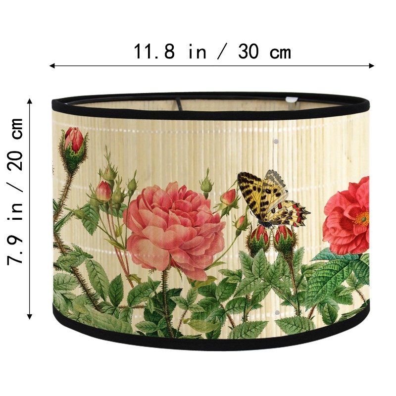 Vintage Printed Bamboo Lampsha - Desk Setup Vintage 评论和价格