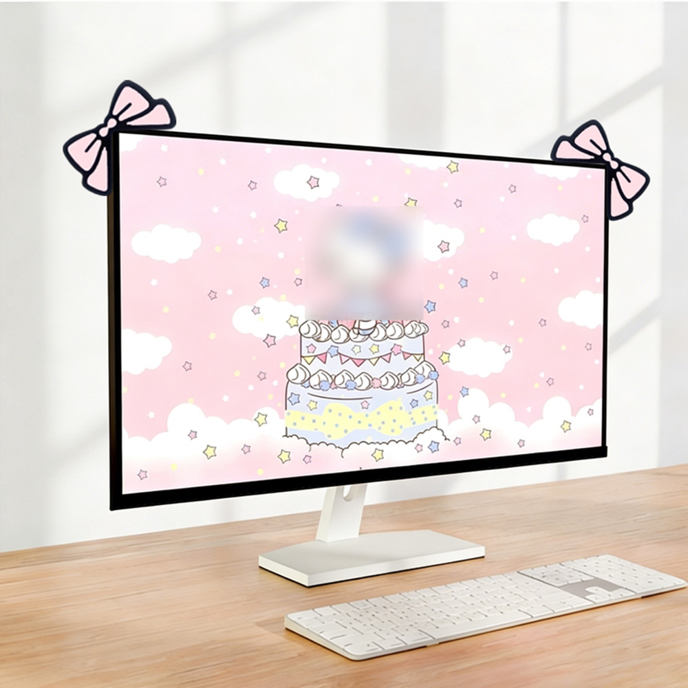 Cute Pink Bow Monitor Decor Ka - Desk Setup No Monitor 评论和价格