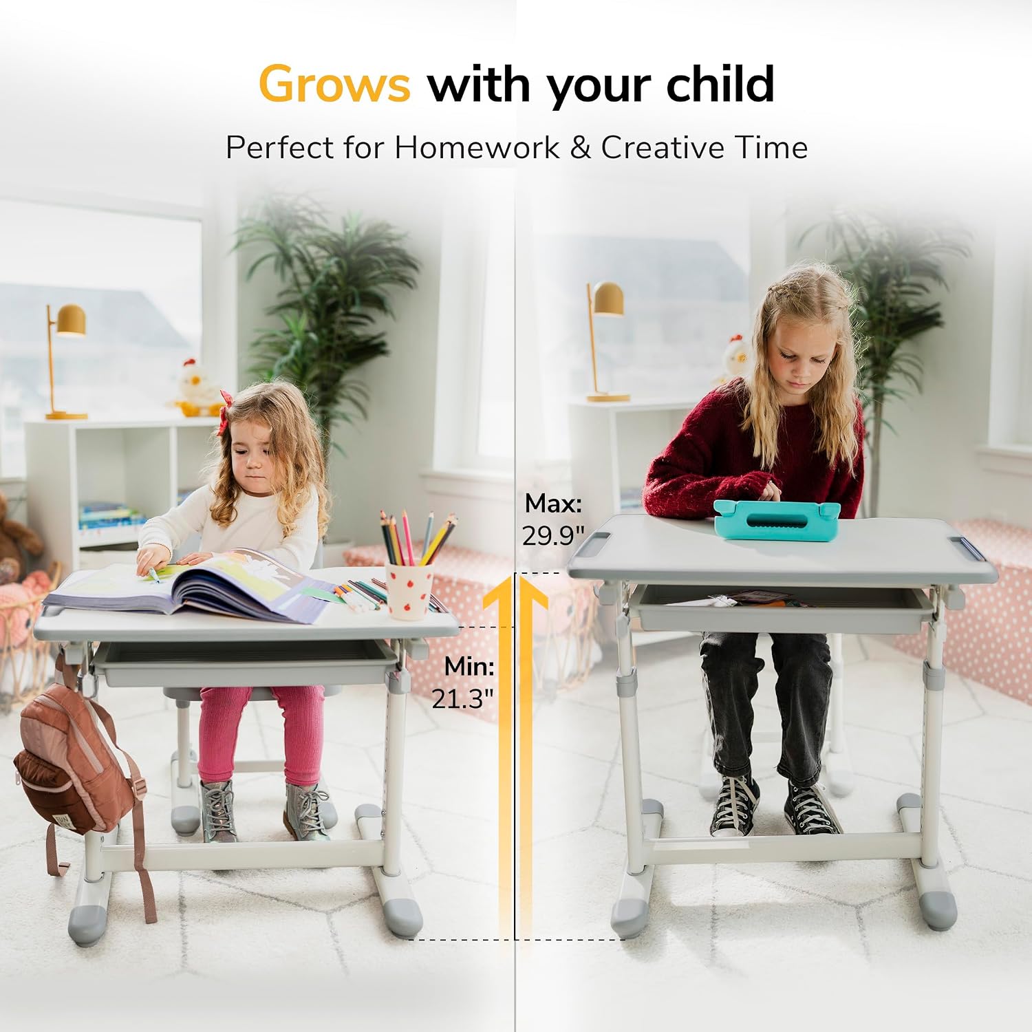 Kids Desk and Chair Set Height - Desk Setup Grey 评论和价格