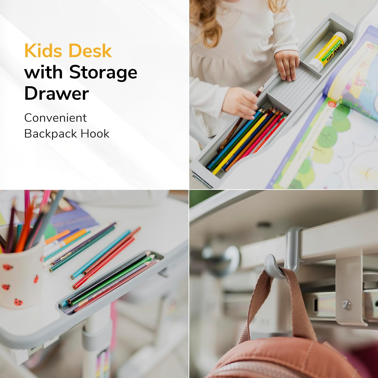 Kids Desk and Chair Set Height - Desk Setup Grey 评论和价格