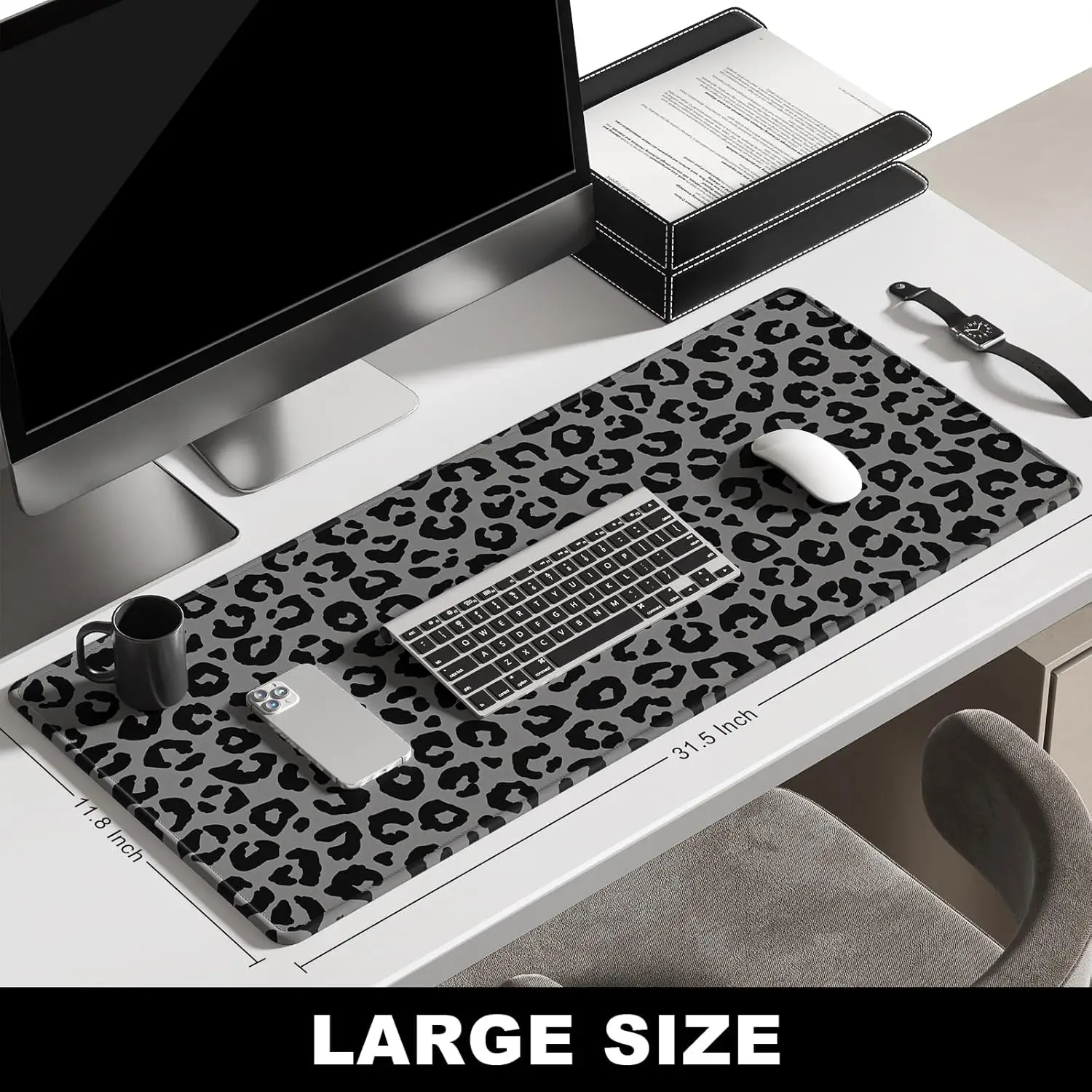 Stylish Grey Black Leopard Pri - Desk Setup Grey 评论和价格