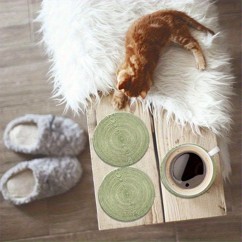 6pcs 4in Round Retro Green Gro - Desk Setup Green 评论和价格